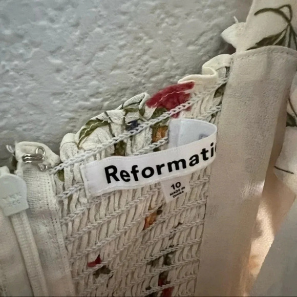 REFORMATION Nikita Floral Dress in Noemi Ivory B321 - Picture 6 of 6